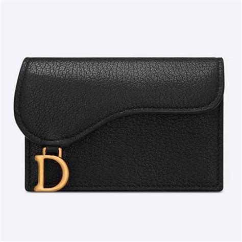 dior saddle flap card holder black